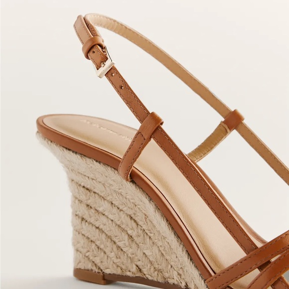 Reformation Ava Wedge Espadrille Heeled Slingback Sandal Tan Brown Spring Sz6.5 - Picture 3 of 8